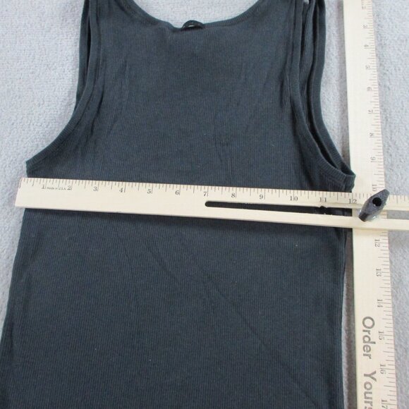 SKIMS Cotton Rib Long Tank Womens Large Soot Black Ribbed Stretch Casual NWT - Picture 5 of 7